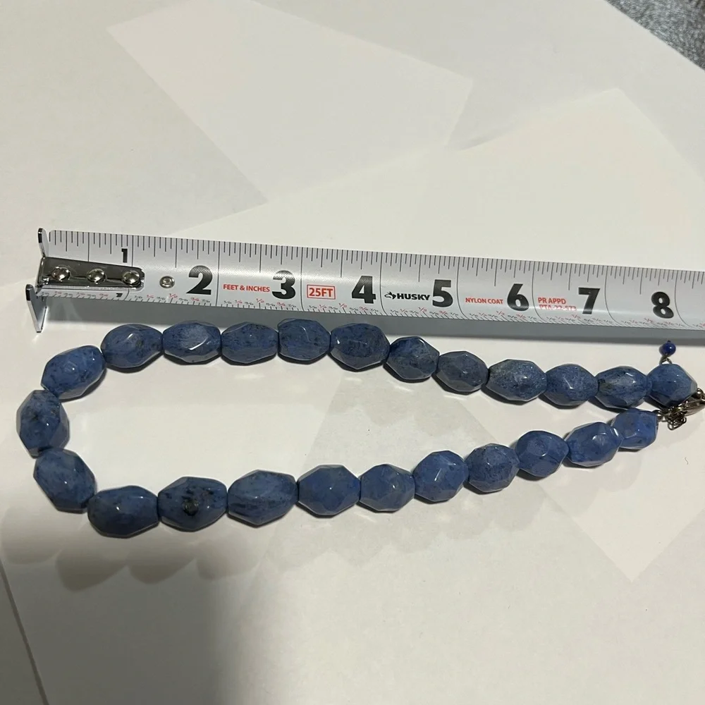 Blue Polished Stone Necklace with lobster clasp - Picture 8 of 10